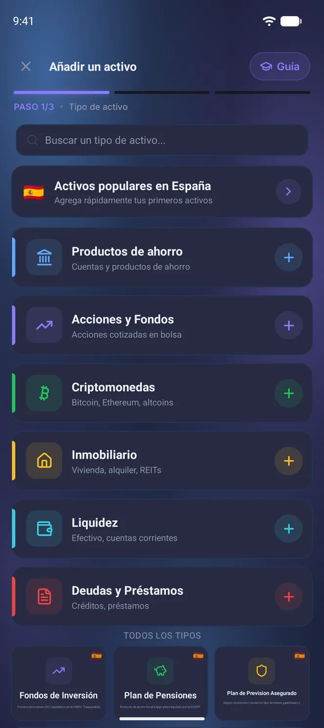 Catalog of savings products available in the country